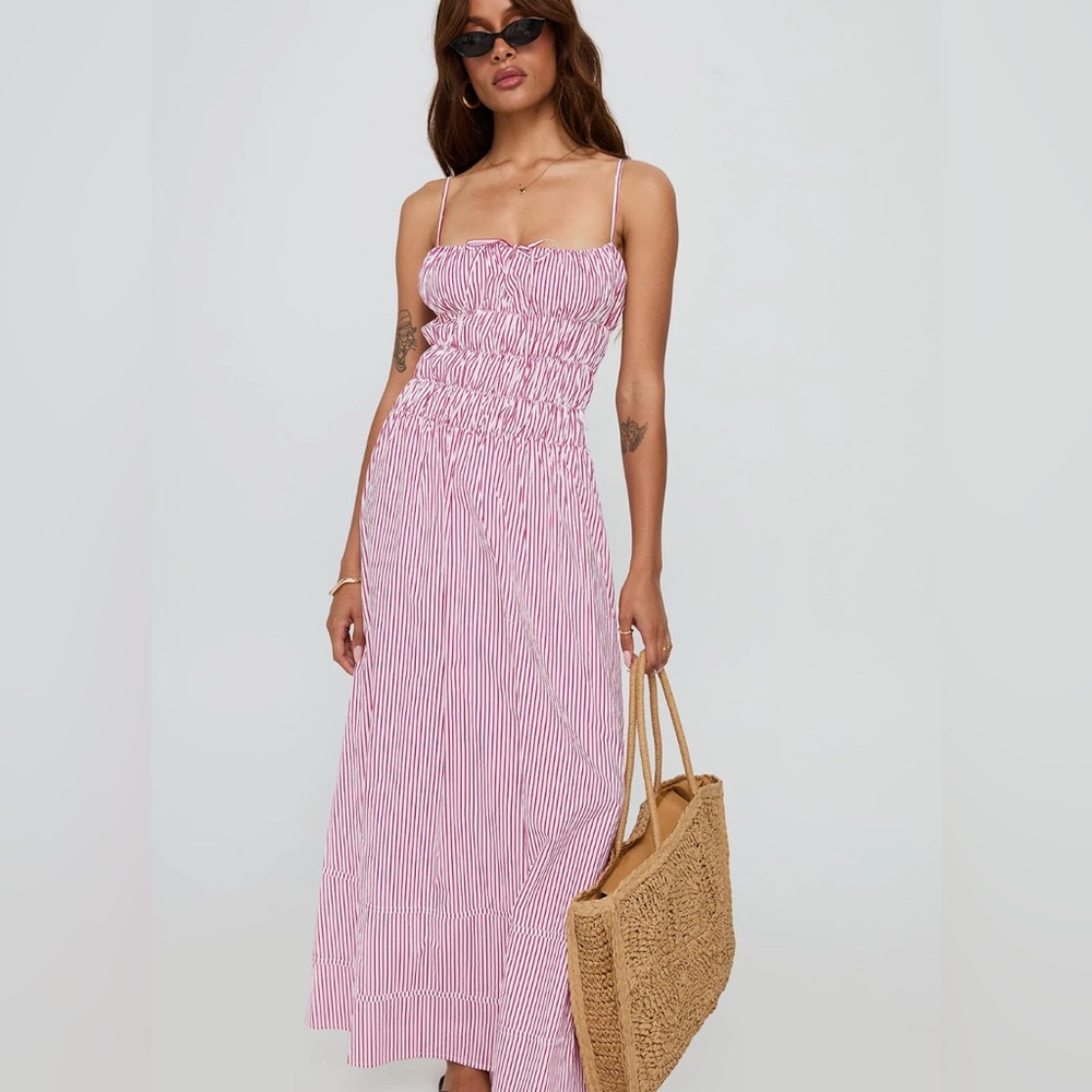 Princess Polly red Striped Maxi Dress